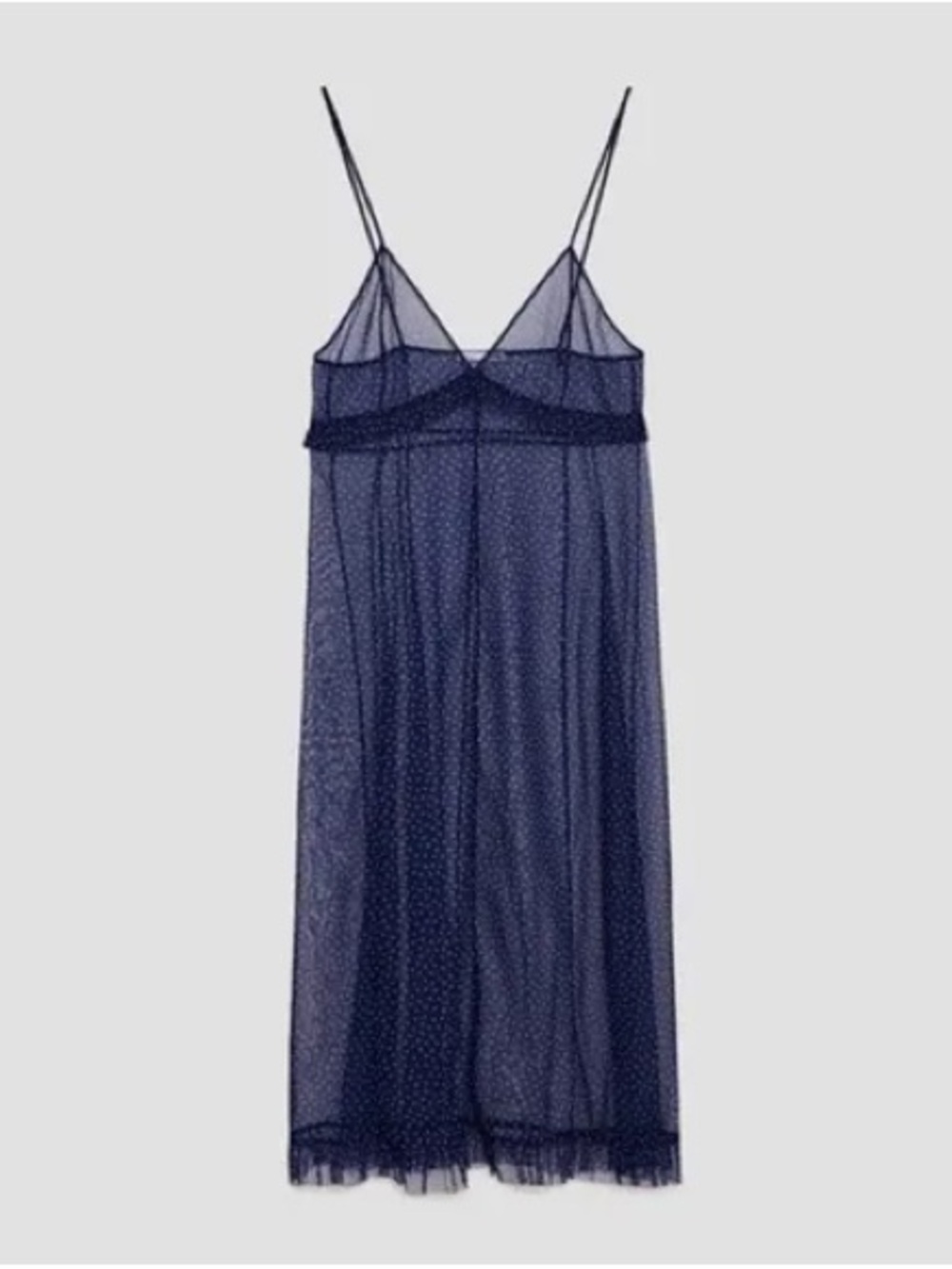 ZARA | Sheer Polka Dot Navy Slip Dress